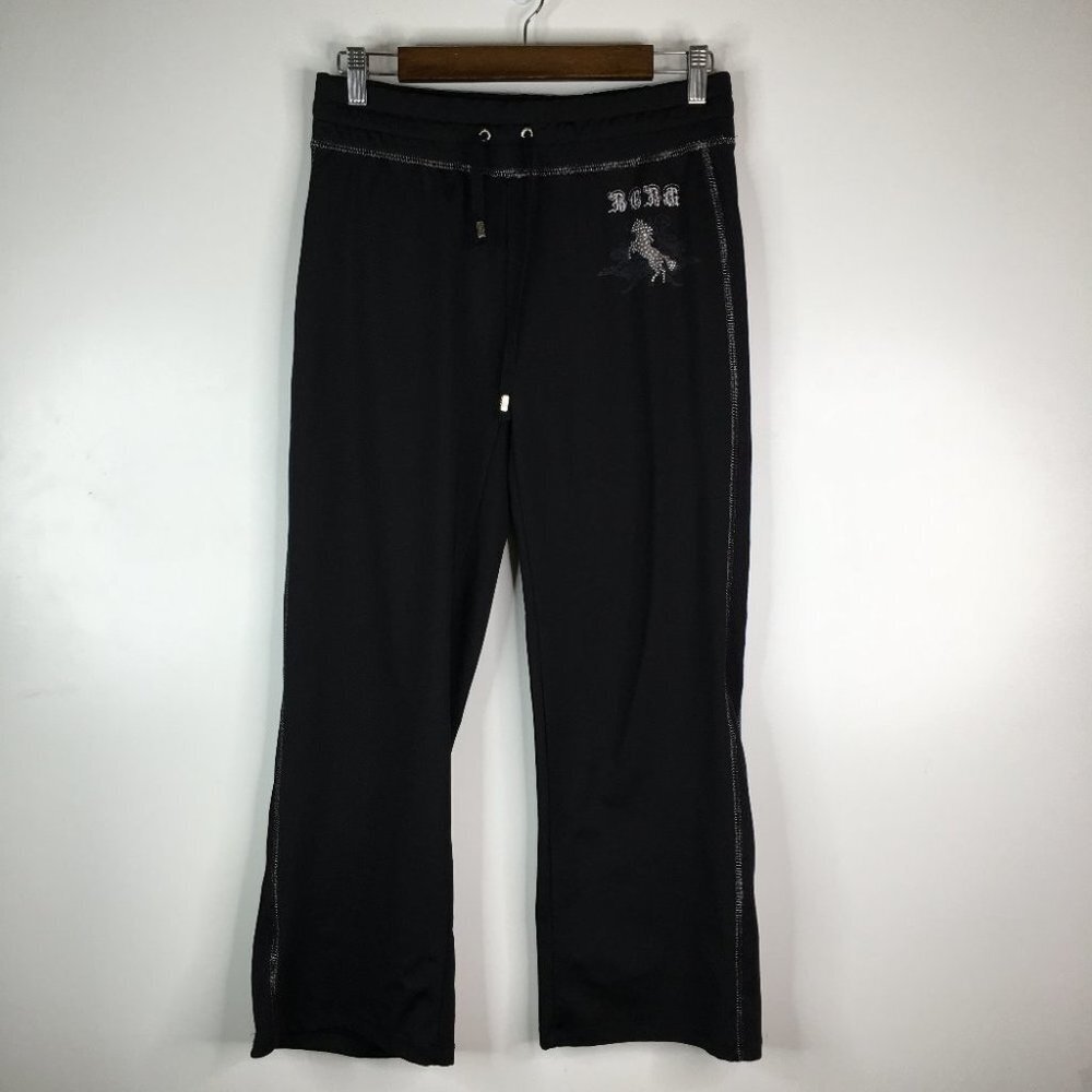 BCBGMaxAzria Black Cropped Pants with Embroidery